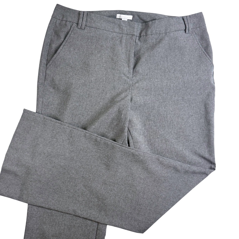 New York & Company Gray Heathered Tall Straight Leg Dress Pants Womens 14 Tall